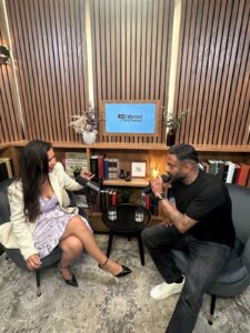 Dr Yasmin Garcia-Sterling discussing with Brij Thankey on spotting the problems others miss