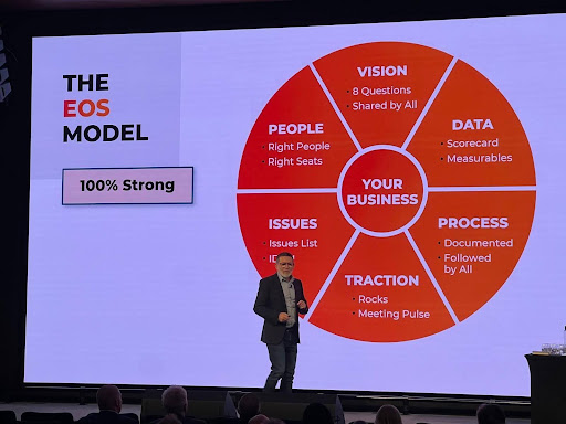 Jason Green, certified EOS implementer at an AI summit in the UK