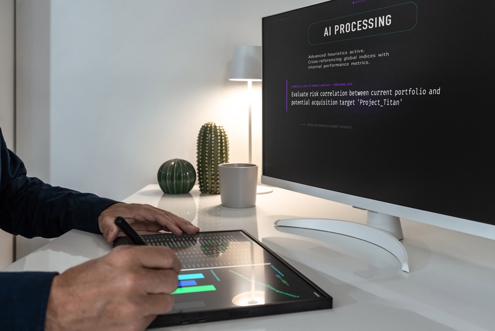 a team using AI in operations to review real-time business data and improve operational decision-making.