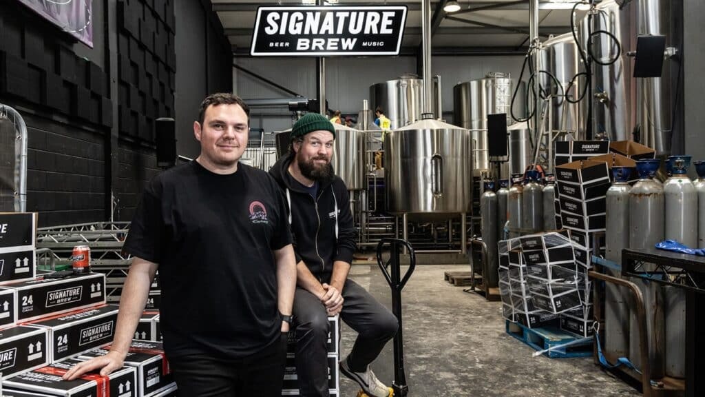 Sam McGregor and Tom Bott, founders of Signature Brew, in the Signature brewery